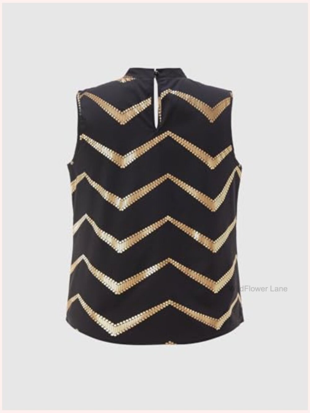 Elegant Pleated Mock Neck Sleeveless Party Top - Chevron Print - Picture 3 of 5
